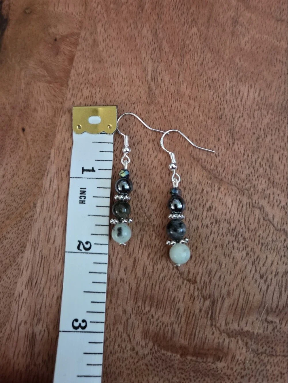 Black Gray Pale Hematite Beaded Dangle Earrings Bohemian Dark Fairy Whimsigoth